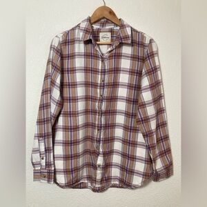 Jachs Girlfriend New York plaid button down shacket shirt very soft Medium